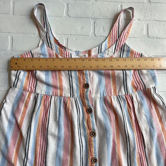 Terra & Sky White Linen Blend Striped Peplum Waist Sleeveless Top Blouse -14 W - Picture 3 of 5